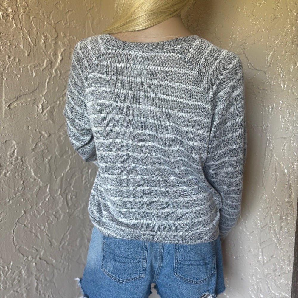 Vintage Style Gray Striped Mickey Mouse Knit Sweater - Picture 2 of 4